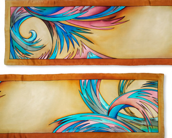 SHAN IDEEN GUTTA-SEIDENSCHAL 32x160 Ponge 8 Konturen schwarz