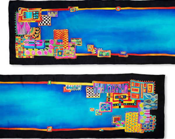 PHÖNIX IDEEN GUTTA-SEIDENSCHAL 32x160 Ponge 8 Konturen gold