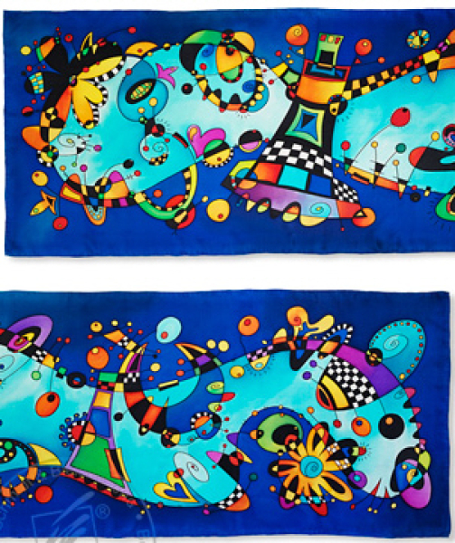 FUTURA IDEEN GUTTA-SEIDENSCHAL 45x180 Ponge 8 Konturen schwarz