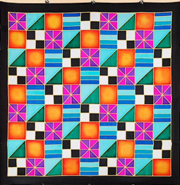 SQUARES IDEEN GUTTA-SEIDENTUCH 55x55cm Ponge 8 Konturen gold