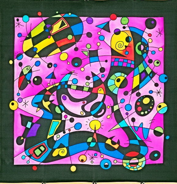 Auslaufartikel CIRCLE IDEEN GUTTA-SEIDENTUCH 55x55cm Ponge 8 Konturen schwarz