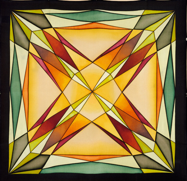 CARI IDEEN GUTTA-SEIDENTUCH 55x55cm Ponge 8 Konturen schwarz