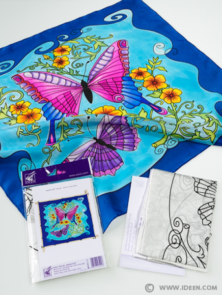 NATURE IDEEN GUTTA-SEIDENTUCH 55x55cm Ponge 8 Konturen schwarz