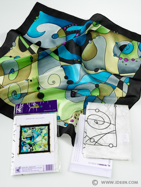 BUZZ IDEEN GUTTA-SEIDENTUCH 55x55cm Ponge 8 Konturen schwarz