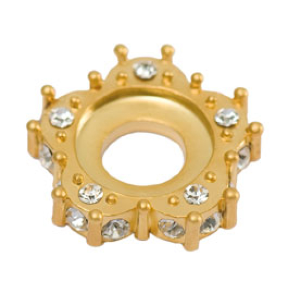 Scheibe Strassblüte gold/weiß 15x15mm 7090.26.49