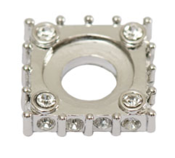 Scheibe Strass eckig silber/weiß 17x17mm 7090.26.51