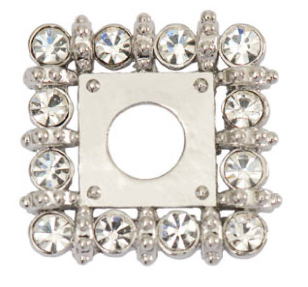 Scheibe Strasskranz silber/weiß eckig 25x25mm 7090.26.60