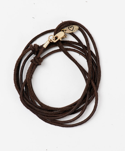 Lederarmband lang dunkelbraun gold 7090.68.33