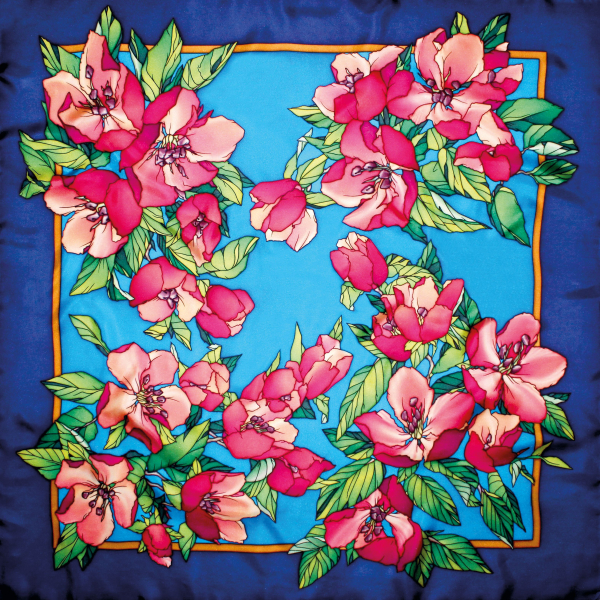 Ayva Yelena Belan COLLECTION GUTTA-SEIDENTUCH 90x90cm Habotai 8 /Ponge 9 Konturen SCHWARZ