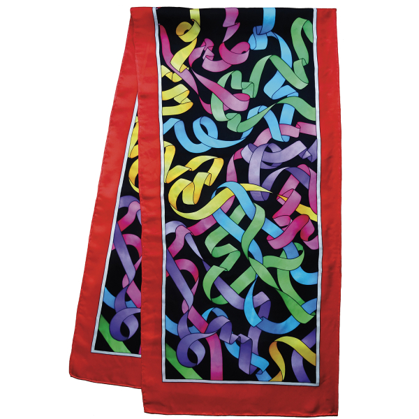 RUBANS Pierre Willocq SEIDENSCHAL 45x180 Ponge 9 Konturen schwarz