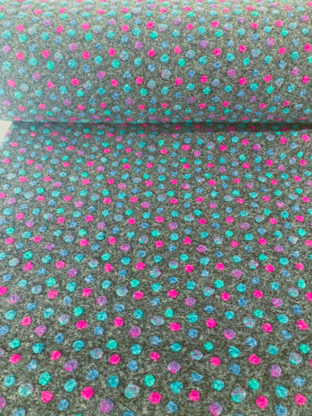 Ganz Neu Winter 2026/27 Musterwalk Punkte bunt auf anthrazit Walkstoff Italien gemustert Walkloden