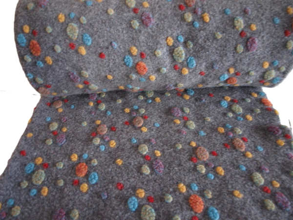 Musterwalk Punkte bunt auf grau Walkstoff Italien gemustert Walkloden