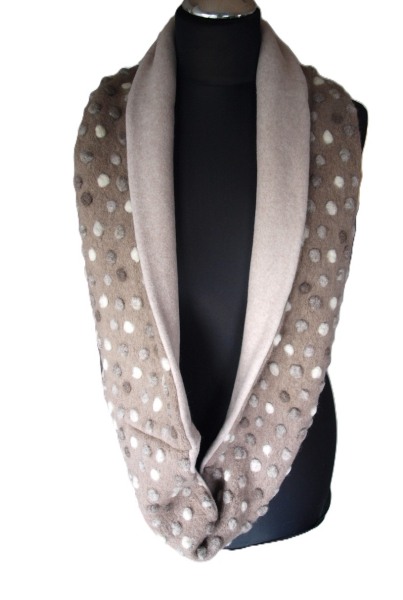 Loop Musterwalk Loopschal Winter warm Fleece beige gefüttert Unikat