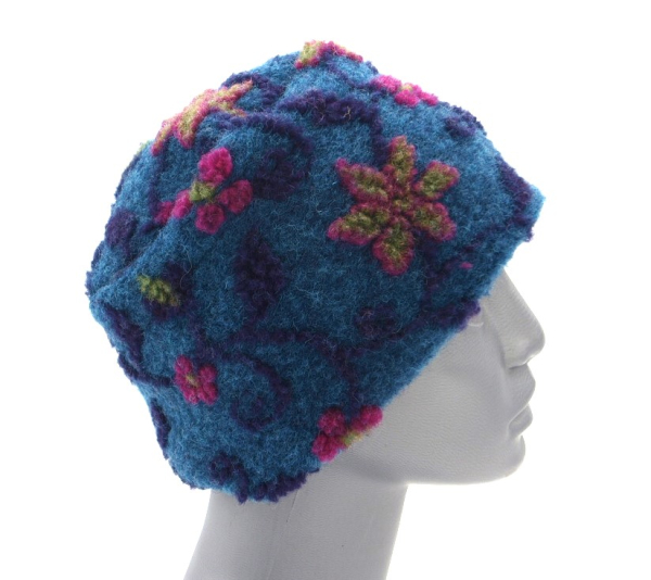 Unikat Mütze Musterwalkstoff Walk gefüttert handgefertigt