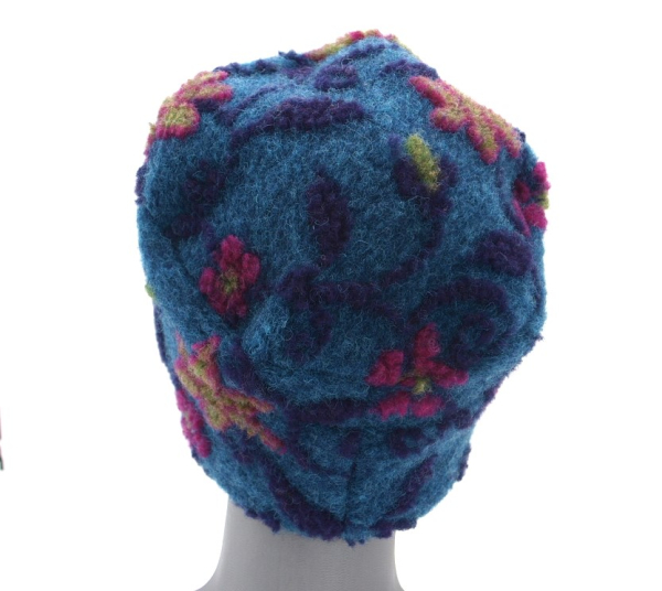 Unikat Mütze Musterwalkstoff Walk gefüttert handgefertigt