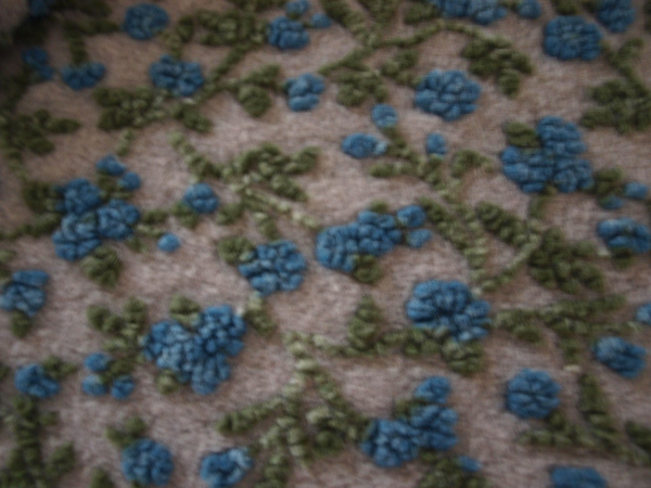 Wieder eingetroffen Musterwalk Blumen blau türkis auf beige Walkloden Italien