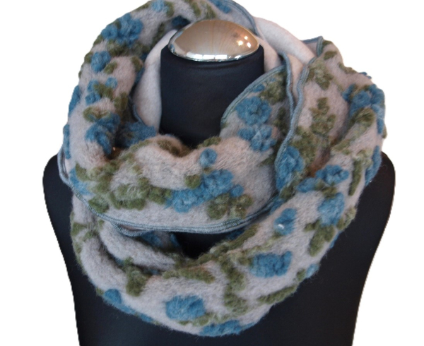 Loop Musterwalk Loopschal Winter warm Fleece beige gefüttert Unikat