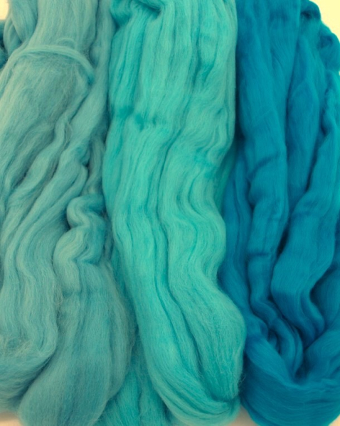 Filzwolle 210g superfeiner Merino-Kammzug Filzen 19,5mic 3x türkis