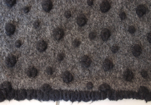 Neu! Musterwalk Punkte schwarz auf anthrazit mit Webkante