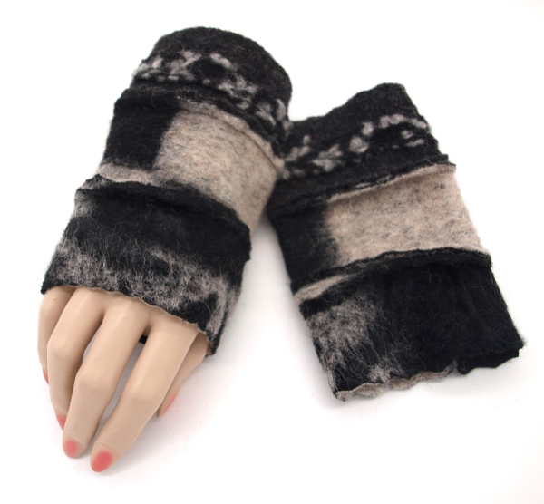 Neu Stulpen Pulswärmer Unikat Grautöne