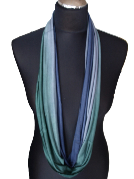 SCHLAUCHSCHAL LOOP SEIDENJERSEY 100% reine Seide Tanne-Marine-Grau