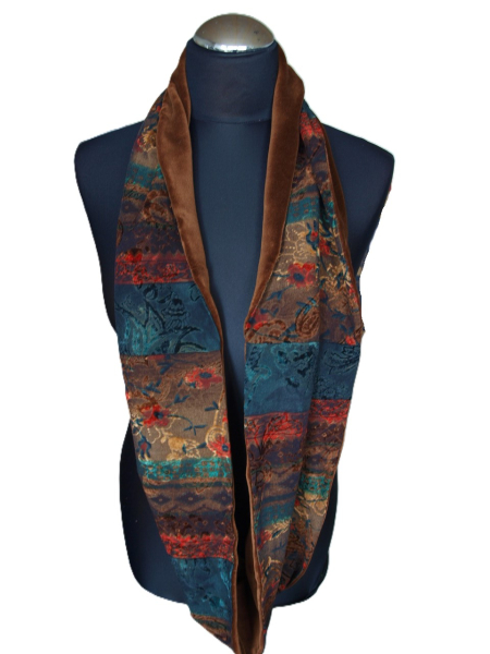 Loop Orient Paisley Loopschal Baumwollsamt braun gefüttert
