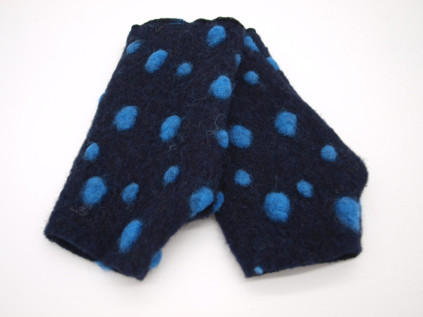 STULPEN Punkte blau auf dunkelblau HANDGEFERTIGT mit Daumenloch