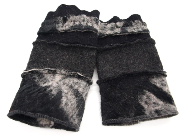 Stulpen Pulswärmer Unikat Grau-Schwarz