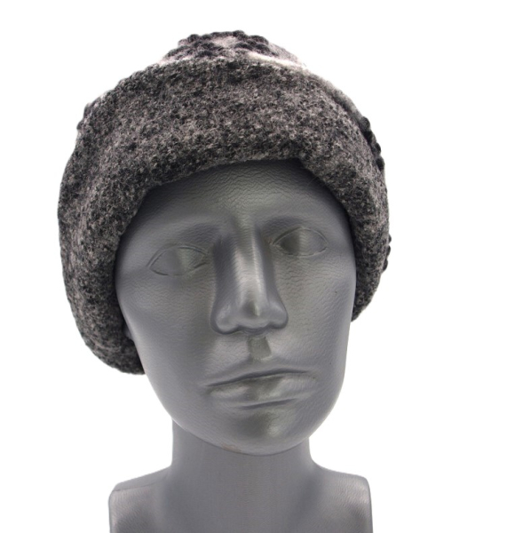 Hut Musterwalkstoff Strahlen schwarz auf grau gefüttert unifarbener Walk Einheitsgröße