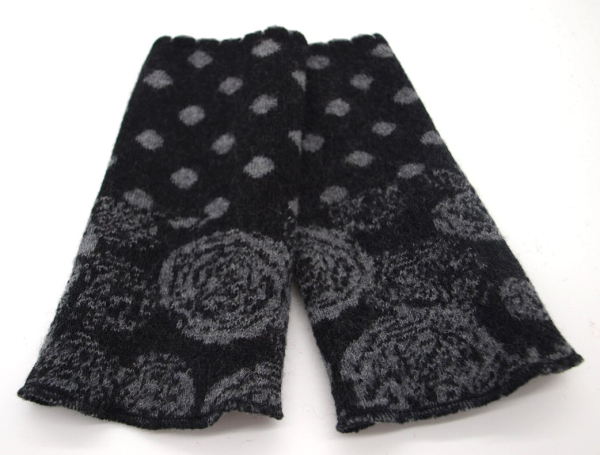 Stulpen Pulswärmer schwarz-grau aus Merinostrick handgefertigt Unikat