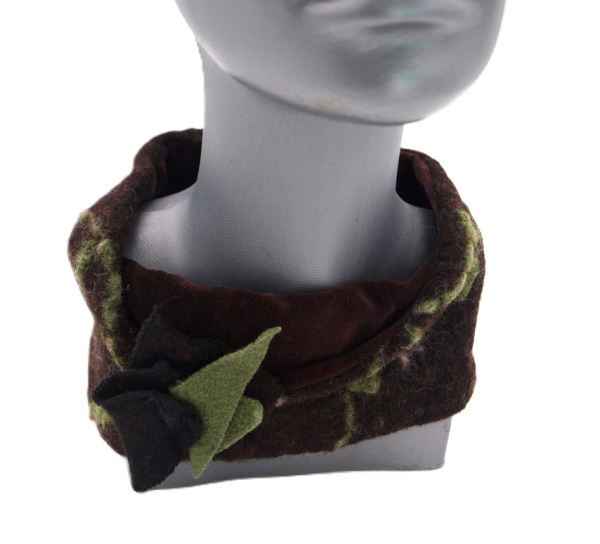 STIRNBAND Blume groß auf braun Blume abnehmbar