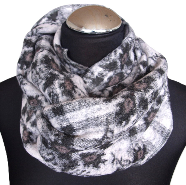 Loop Walkstoff Loopschal Baumwollfleece grau gefüttert edel exclusiv