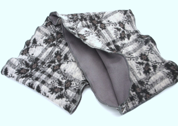 Loop Walkstoff Loopschal Baumwollfleece grau gefüttert edel exclusiv