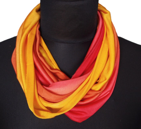 SCHLAUCHSCHAL LOOP SEIDENJERSEY 100% reine Seide orange-rot