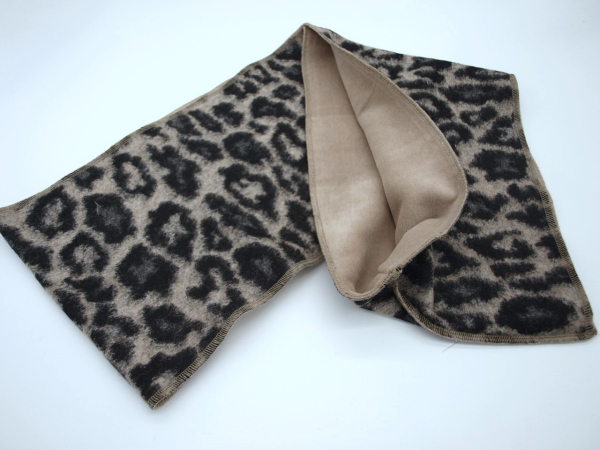 Loop Walkstoff Loopschal Baumwollfleece beige Leomuster gefüttert edel exclusiv