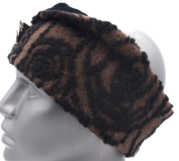 STIRNBAND Ornamente braun-schwarz