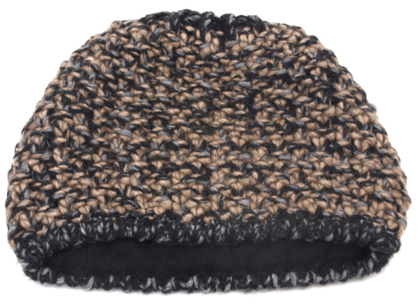Strickmütze Beanie kurz Ballonmütze Fa. Gebeana Strick braun gefüttert made Germany