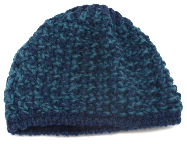 Strickmütze Beanie kurz Ballonmütze Fa. Gebeana Strick blau gefüttert made Germany
