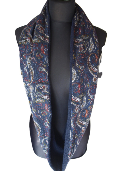 Schlauchschal Loopschal blau Paisley handgefertigt gefüttert Fleece warm Winter