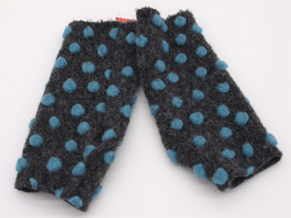 STULPEN Punkte türkis auf grau HANDGEFERTIGT mit Daumenloch