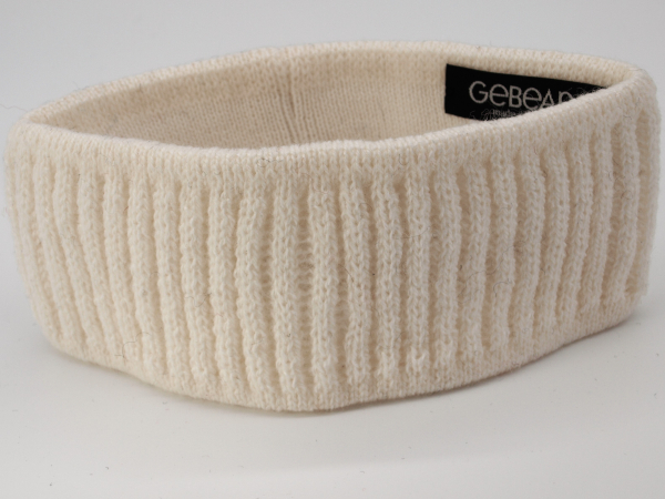 Stirnband Strick naturweiß schmal Unisex für Damen und Herren