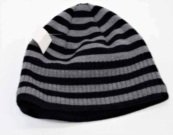 Gebeana Herren Strickmütze Streifen schwarz-grau made in Germany