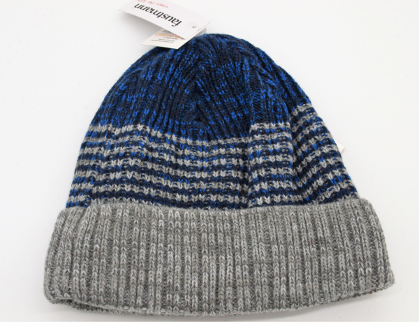 Faustmann Herren Strickmütze Streifen blau-grau