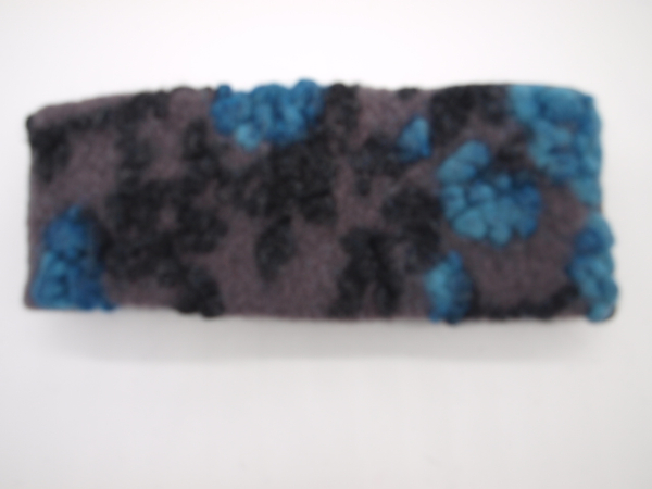STIRNBAND Blumen türkis auf grau Größe verstellbar, Nickystoff gefüttert
