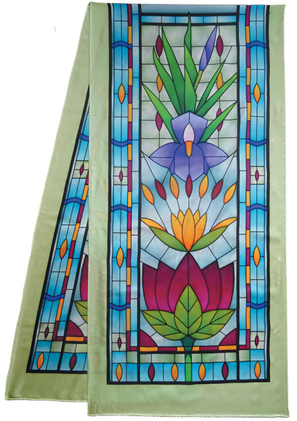 VITFLEUR Pierre Willocq SEIDENSCHAL 45x180 Ponge 9 Konturen schwarz