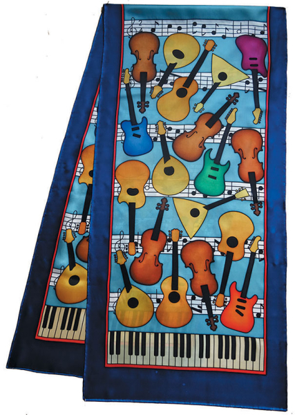 MUSIC Pierre Willocq SEIDENSCHAL 45x180 Ponge 9 Konturen schwarz