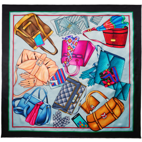 MAROQUINERIE PIERRE WILLOCQ LA COLLECTION GUTTA-SEIDENTUCH 90x90cm Habotai /Ponge 9 Konturen SCHWARZ