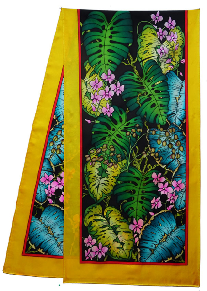 KATLEYA Pierre Willocq SEIDENSCHAL 45x180 Ponge 9 Konturen schwarz