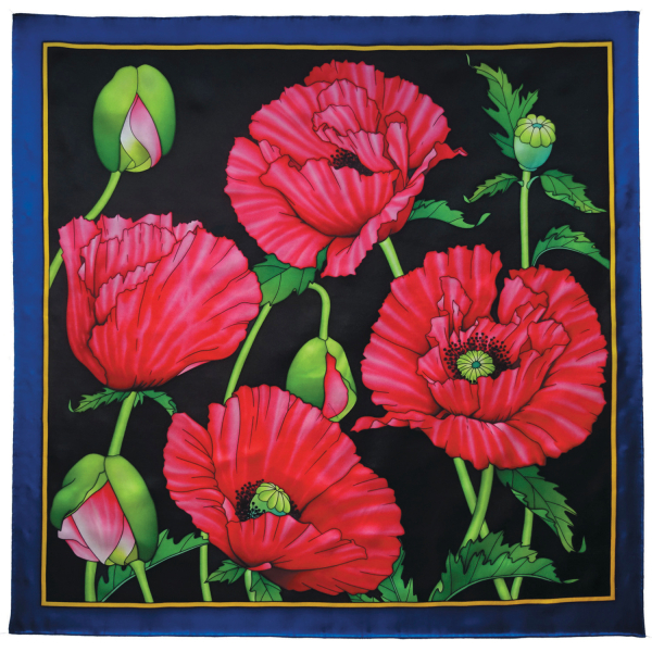 PAVOTS PIERRE WILLOCQ LA COLLECTION GUTTA-SEIDENTUCH 90x90cm Habotai /Ponge 9 Konturen SCHWARZ