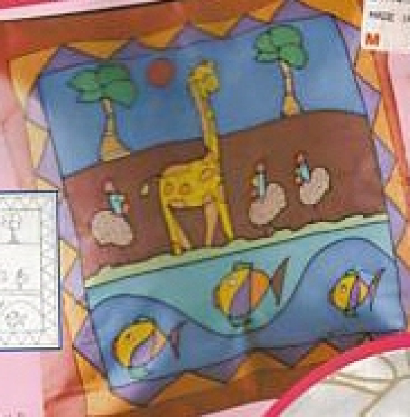 GIRAFFES GUTTA-KISSENHÜLLE  Habotai / Ponge 8 Kontur gold